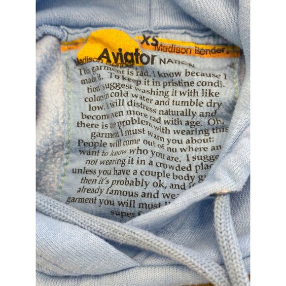 Aviator Nation Blue Logo 5 Stripe Hoodie Lounge Pullover Relaxed Sweatshirt XS - Picture 2 of 5